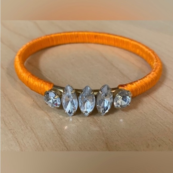 Orange Wrapped Bangle Bracelet with Rhinestones-8 Inches Boho Classic - Picture 1 of 2